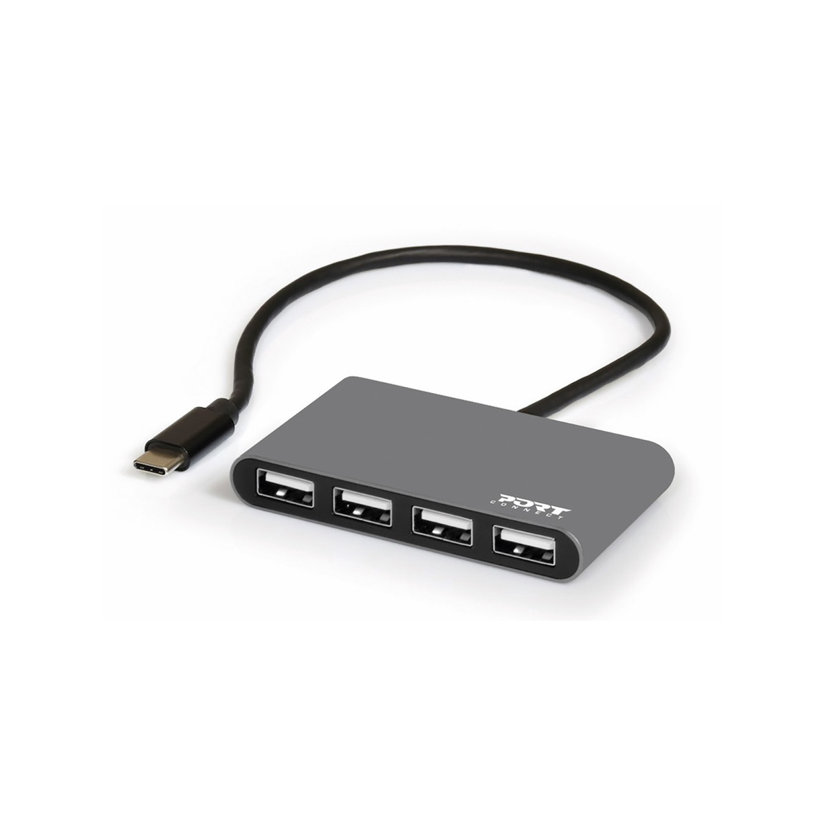 Port USB2.0 & USB-C Grey 4-port Hub