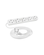 5 Way Low Cost Power Duct 16A + 3M PVC White Crabtree M/PLUG U/SW + O/L C2035/3P