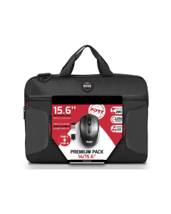 Port Premium Pack 14/15.6" Toploader Bag with Wireless Mouse Bundle