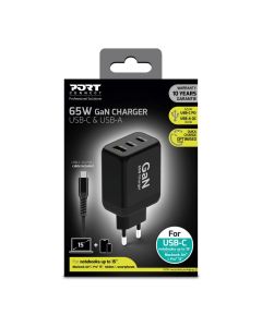 Port 65W GaN wall charger & 2M EU USB-C cable