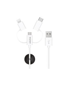 PORT 3IN1 CABLE - LIGHTING - TYPE C - MICRO USB - 1.2M - WHITE