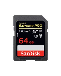 SANDISK EXTREME PRO 64GB SDXC MEMORY CARD UP TO 170MBS. UHS I. CLASS 10. U3. V30